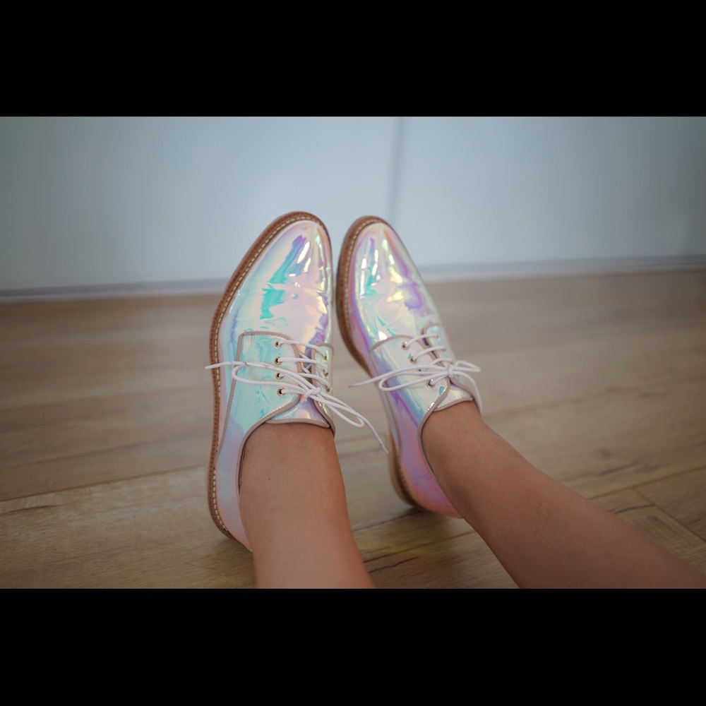 Miista Holographic Iridescent Opal Oxford Shoes